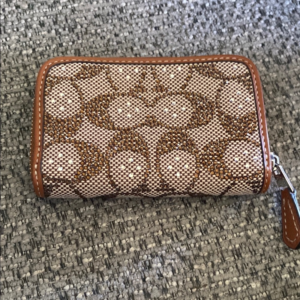 Essential Small Zip Around Crystal Signature Jacquard Wallet